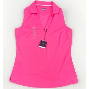 NEW Pebble Beach Sleeveless Golf Polo Performance Pink Women M Country Club Prep